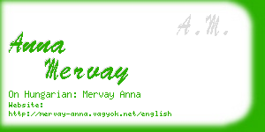 anna mervay business card